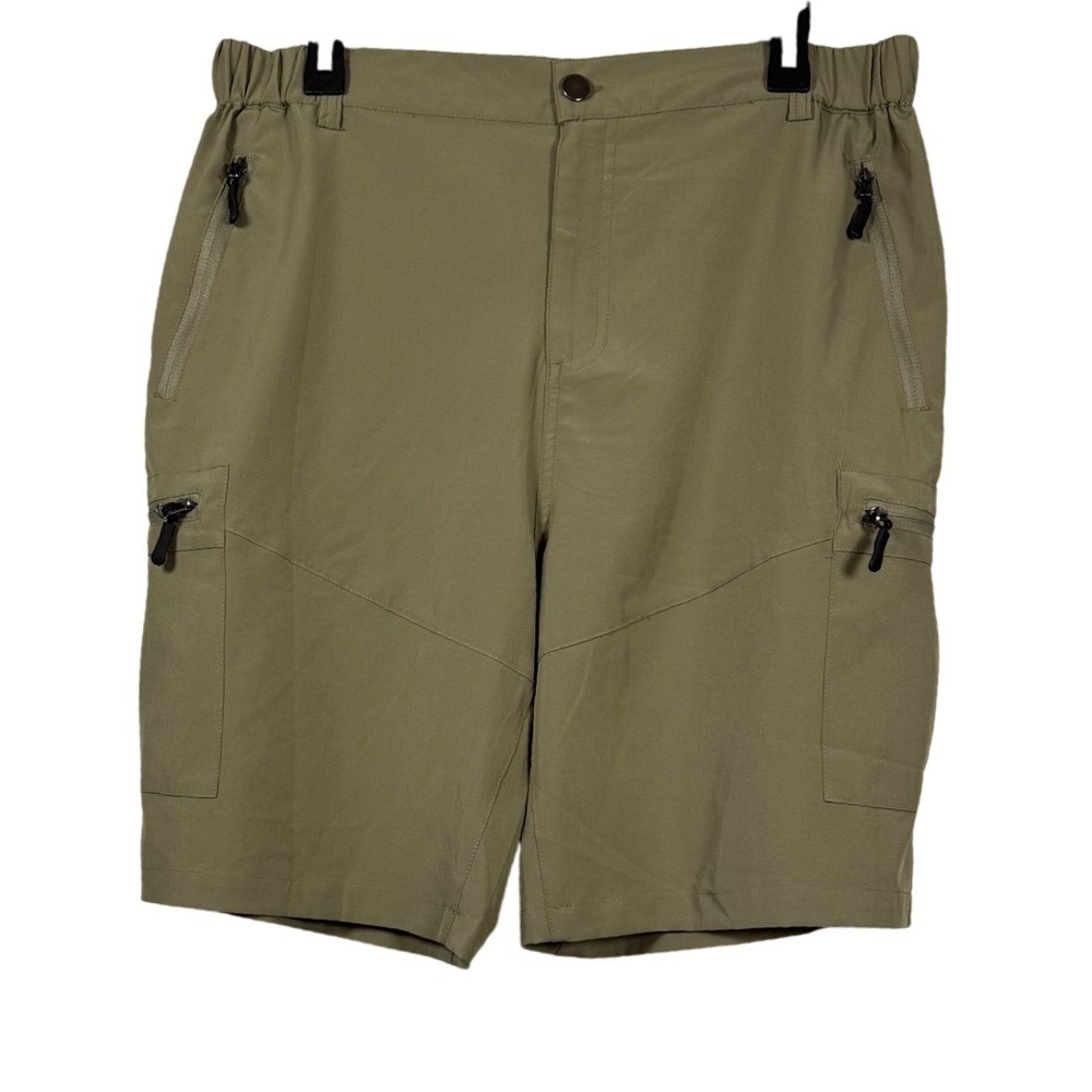 PUDOLLA Mens Hiking Cargo Shorts 9" Lightweight Outdoor Work 5 Zipper Pocket, L